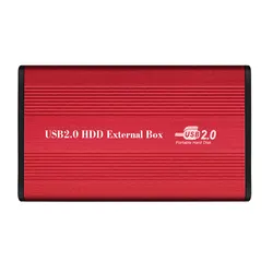 USB 2.0 Aluminum Alloy 2.5'' HDD Enclosure - Silver (Hard Drive Not Included) (Red)
