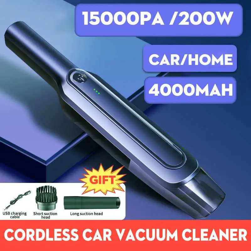 20000Pa 200W Handheld Wireless Car Vacuum Cleaner Powerful Cyclone Suction Cordless Wet Dry Car Home Vacuum Cleaner 4000mAh