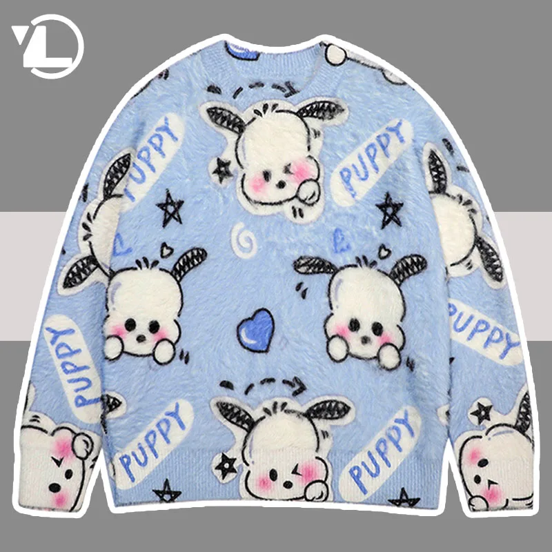 

Harajuku Cute Sweater Men Hip Hop Japanese Rabbit Print Pullover Unisex Autumn Winter High Street Y2K Oversize Knitted Jumper