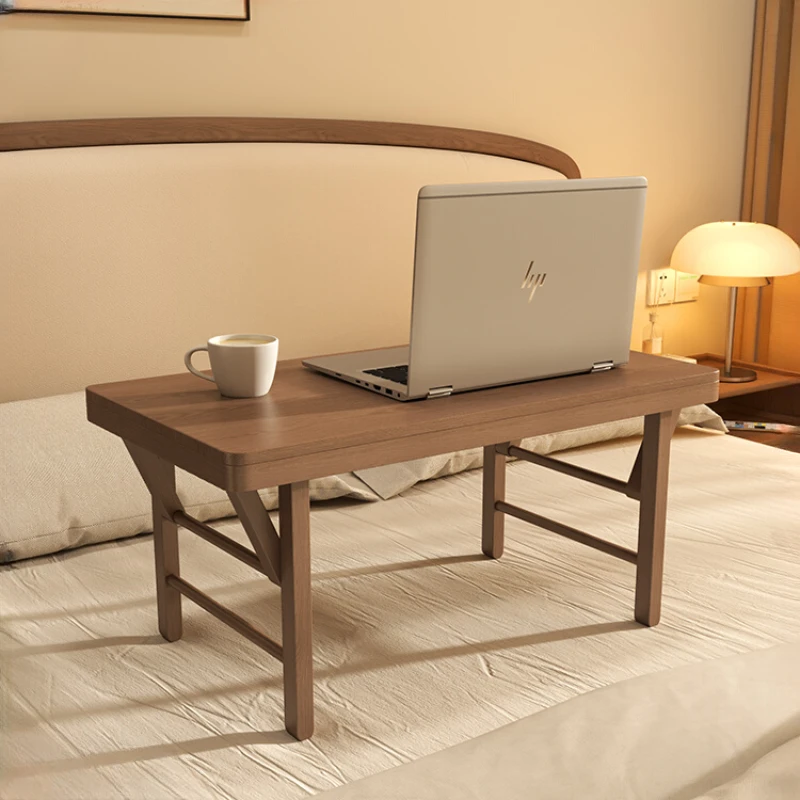 Small table in bed, solid wood, lazy kang table, laptop desk, student learning, writing desk, family folding table