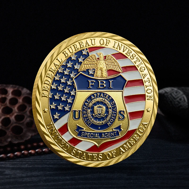 

United States Federal Bureau of Investigation Souvenir Gold Plated Coin Collection ST. Micheal Commemorative Coin Challenge Coin