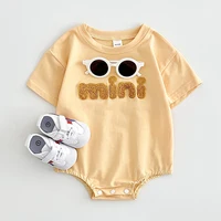 INS Summer New Baby Bodysuit Newborn Clothing Boys Girls Cotton Triangle Romper Plush letter Short Sleeve Infant 0-18M 2
