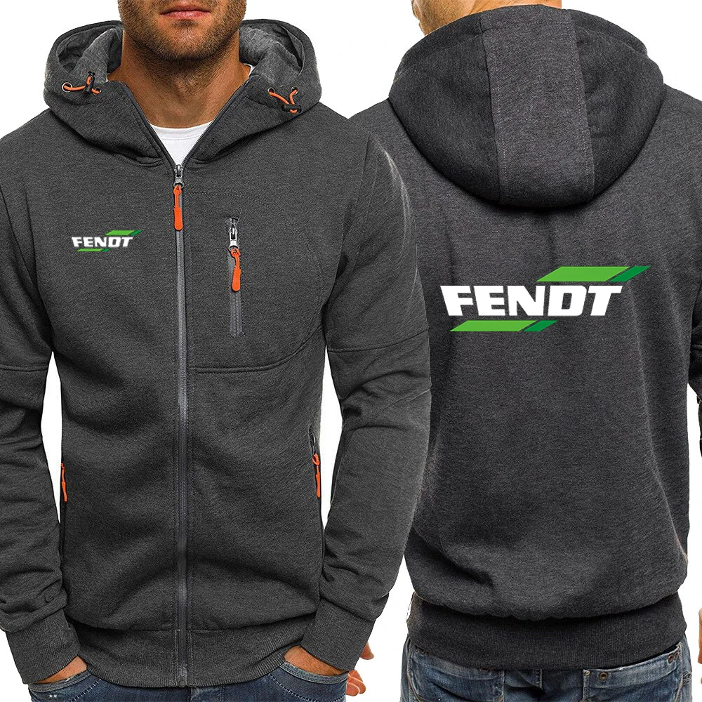 FENDT 2023 Spring and Autumn New Fashion Men's High Quality Three Salad Chain Hooded Printed Sweater Jacket