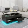 Lift Top Coffee Table with Storage LED Coffee Table Morden High Gloss Living Room 3 Tiers Modern Tea Table 1