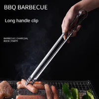 Pince de cuisine extra longue en acier inoxydable pour camping en plein air, pinces à griller, pinces à griller, cuisine, 45cm, 1 pièce 2