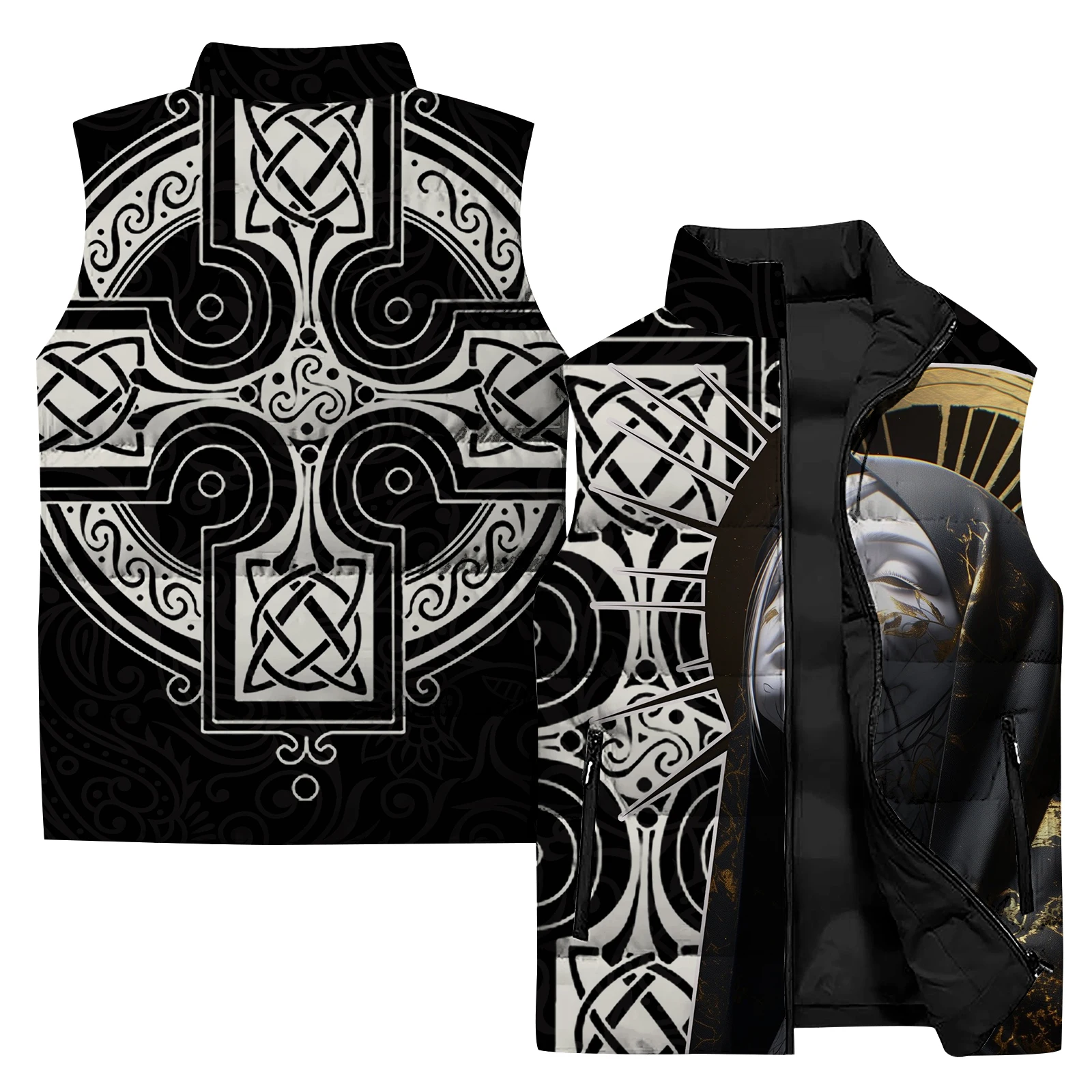 thumbnail image 1 of Chaleco de invierno para el frío Chalecos de invierno para hombres Chaquetas con estampado escultural elegantes Ropa para hombres 2024 Ropa de calle Harajuku Sin mangas, 1 of 5