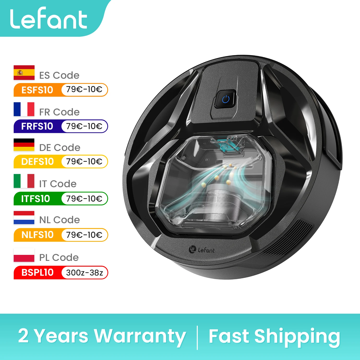 Lefant M320 コードレスロボット掃除機とモップ、6000Pa、210 分