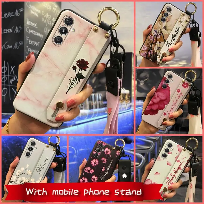 Custodia In Silicone Antipolvere Per Samsung Galaxy A35 5G Global Wrist Strap Ring Fashion Design