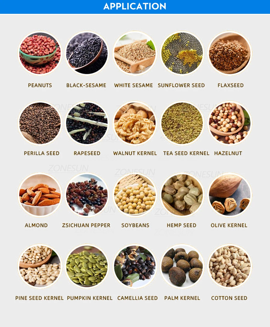 Description Picture 3 of itemZONEBAND Electric Oil Presser Extractor Kitchen Appliance Household Food Processor Grinder for Peanut Olive Sesame Linseed Nuts