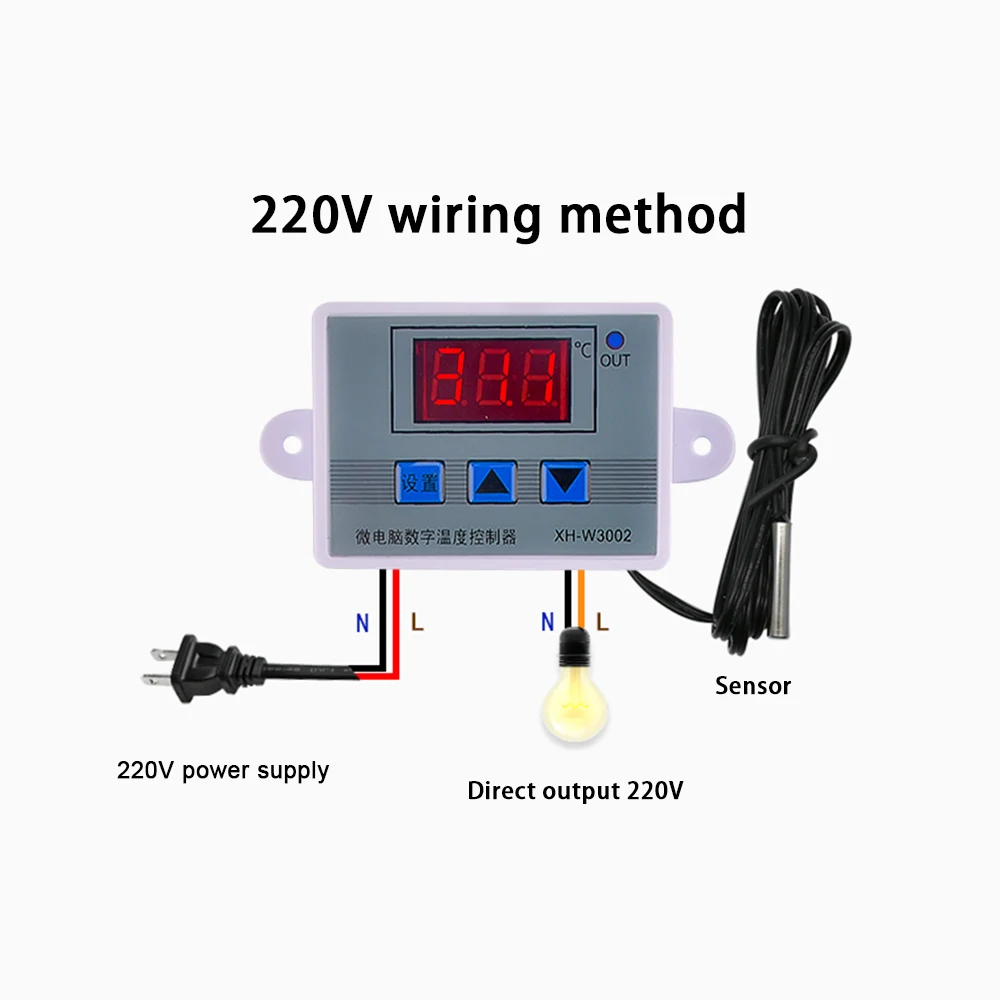 Xh-w3002 Temperatuurregelaar Ac110v-220v Dc 12v/24v Led Digitale Controle Thermostaat Microcomputer Schakelaar Thermoregulator Sensor