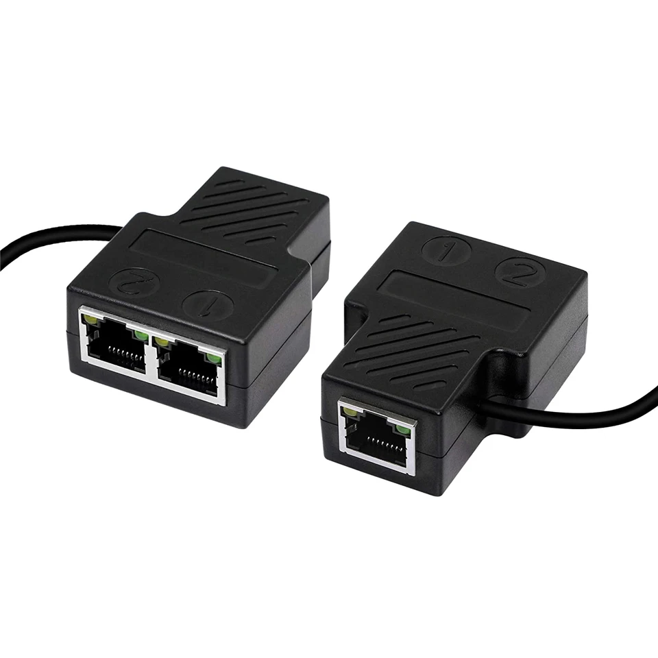 Gigabit RJ45 Network Splitter 1000Mbps 1 to 2 Ways Lan Ethernet Splitter  1Gb Network Coupler 2 Devices Online Simultaneously