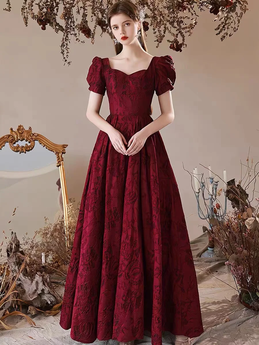 burgundy evening dress