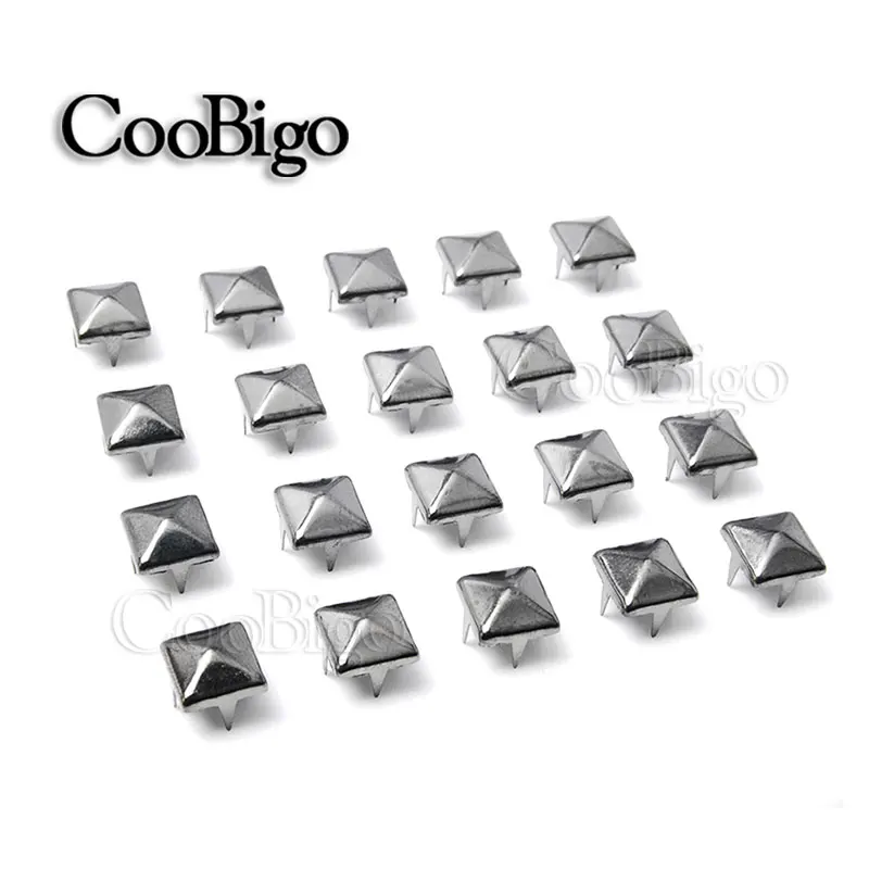 210 Rivetti Quadrati In Metallo Per Pelle - Borchie Piramide Argentate 8/9/10mm Per Fai Da Te Punk
