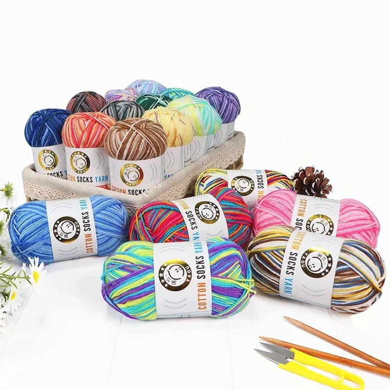 1Pc 50g Milk Cotton Yarn for Knitting Crochet Soft Wool Yarn Rainbow threads Scarf Sweater blanket sock DIY Needlework line 4