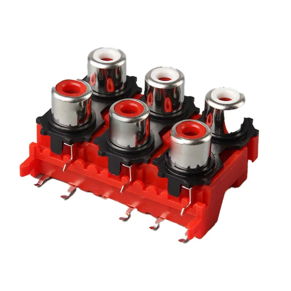 

10pcs AV6-8.4-13RCA lotus socket6 holes 9 feetSide plug audio input interfaceConnector AV with core seat