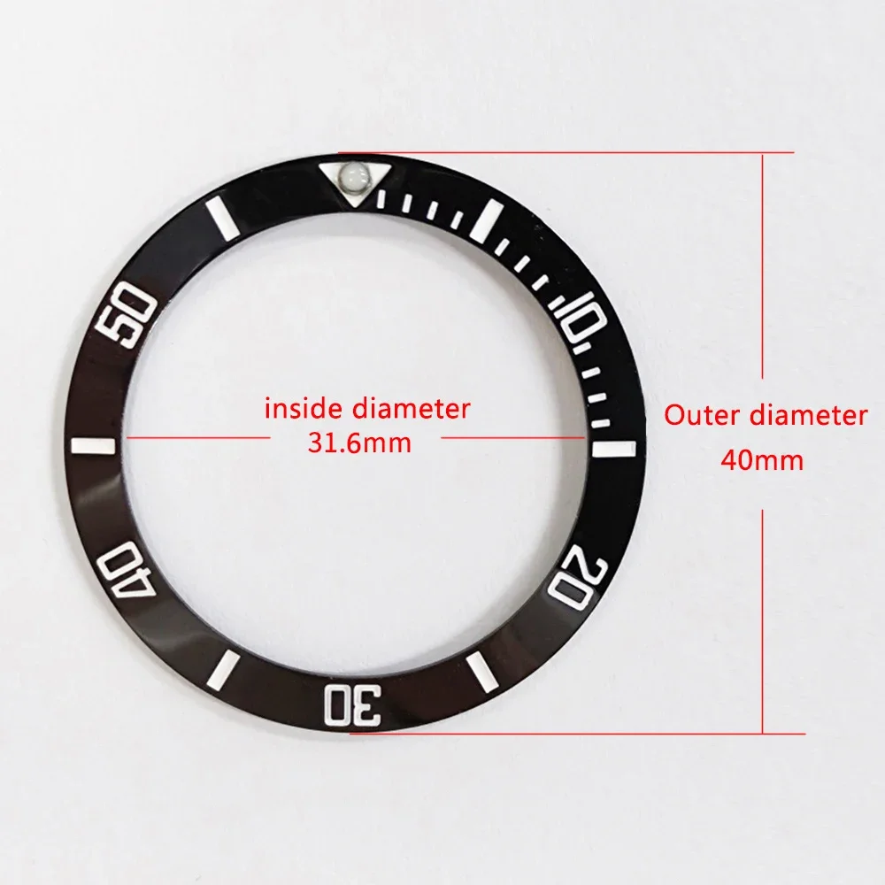세라믹 베젤 인서트 시계 링, 서브 워치 케이스 액세서리, 43mm, 내경 31.6mm, 40mm