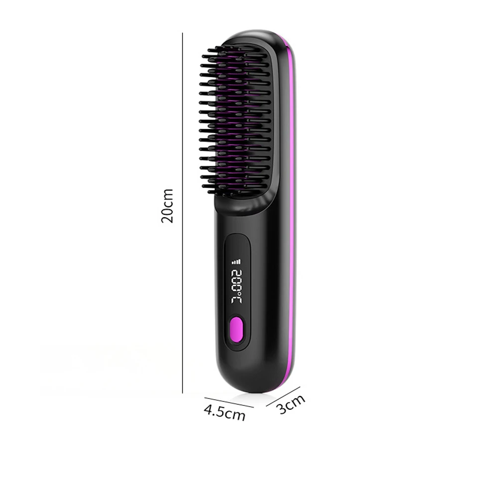 Electric LCD Usb Ceramic Heating Straight Hair Comb Wireless