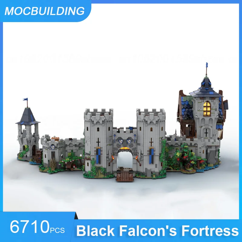 

MOC Building Blocks Black Falcon's Fortress Classic Castle Model DIY Assemble Bricks Educational Display Xmas Toys Gifts 6710PCS