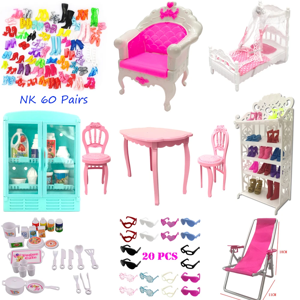 NK 1 Set Fashion Accessories Kelly Doll 1:12 Piano Chiar Shoes Rack Mirror Slide Bed Barbie Doll Furniture Toy JJ doll accessories plush doll accessories dollhouse furniture