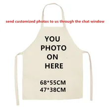 

Customized Photo Aprons Kitchen Linen Apron for Man Woman Waist Baking Bib Kitchen Cooking BBQ Pinafore Cleaning Tools 68*55cm