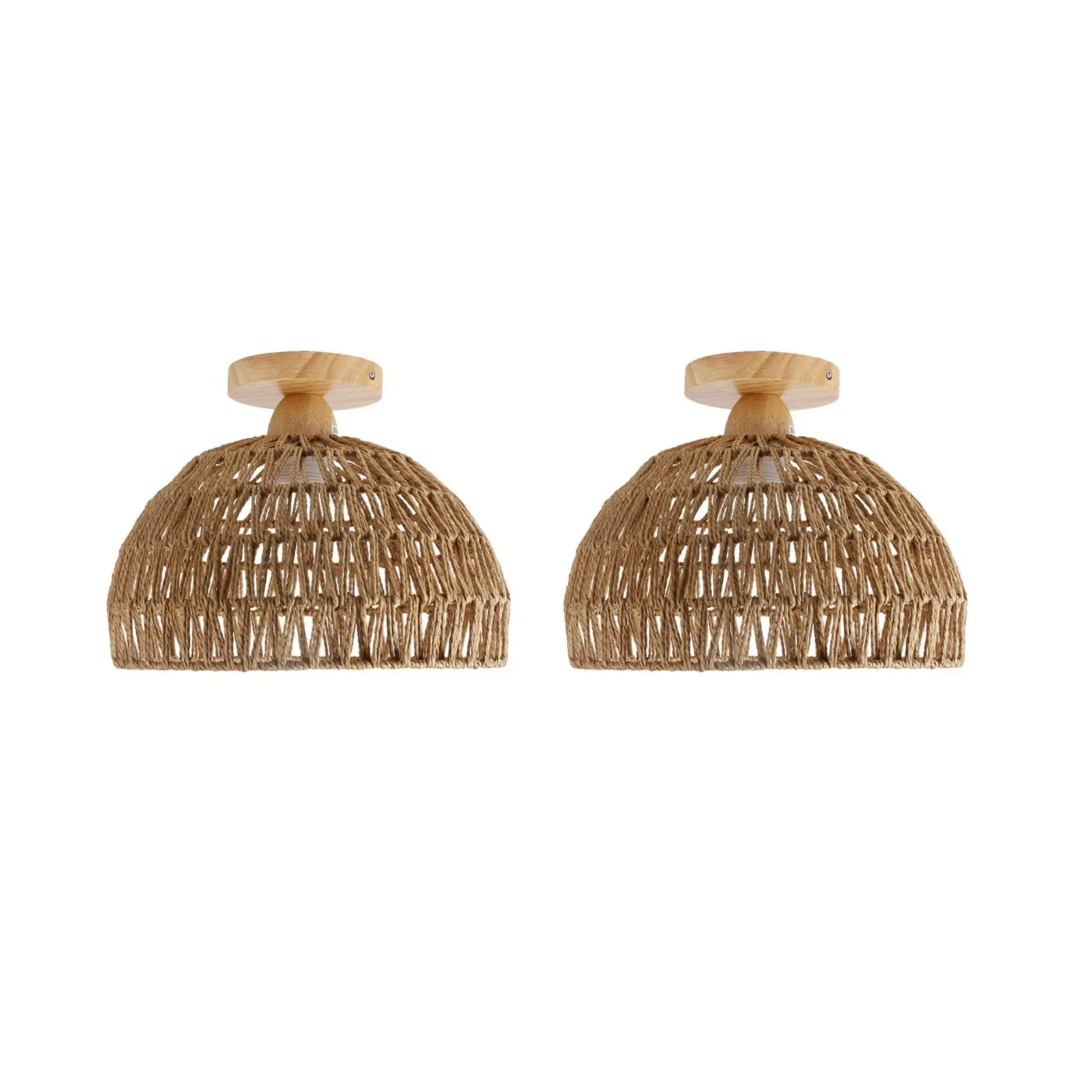 

Rattan Lampshade (Bulb Not Included) Rustic Style for Bedroom, Corridor Lighting Fixture Hand Woven Shrouded Decoration