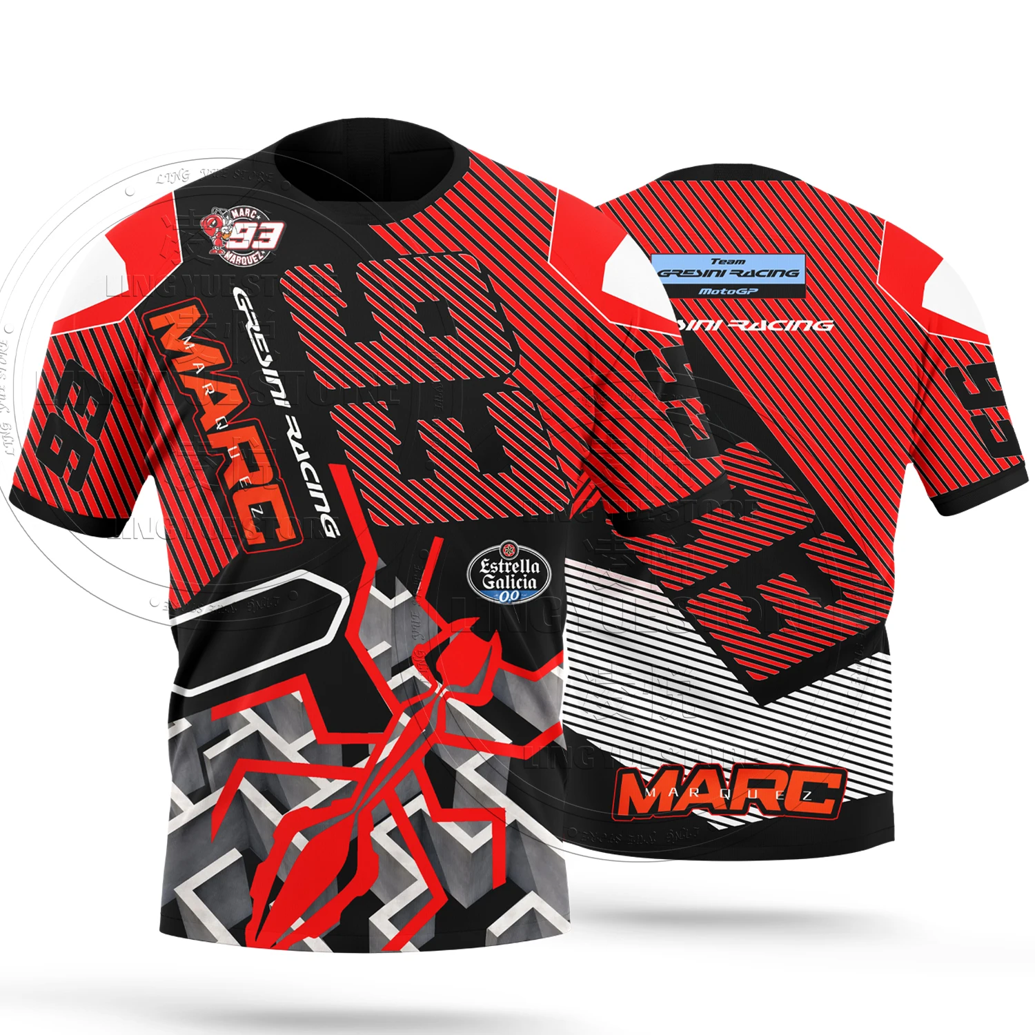 Nuovo 2024 Maze Ant Grissini Racing Marc Marquez No.93 T-Shirt Traspirante Casual Estiva Da Uomo