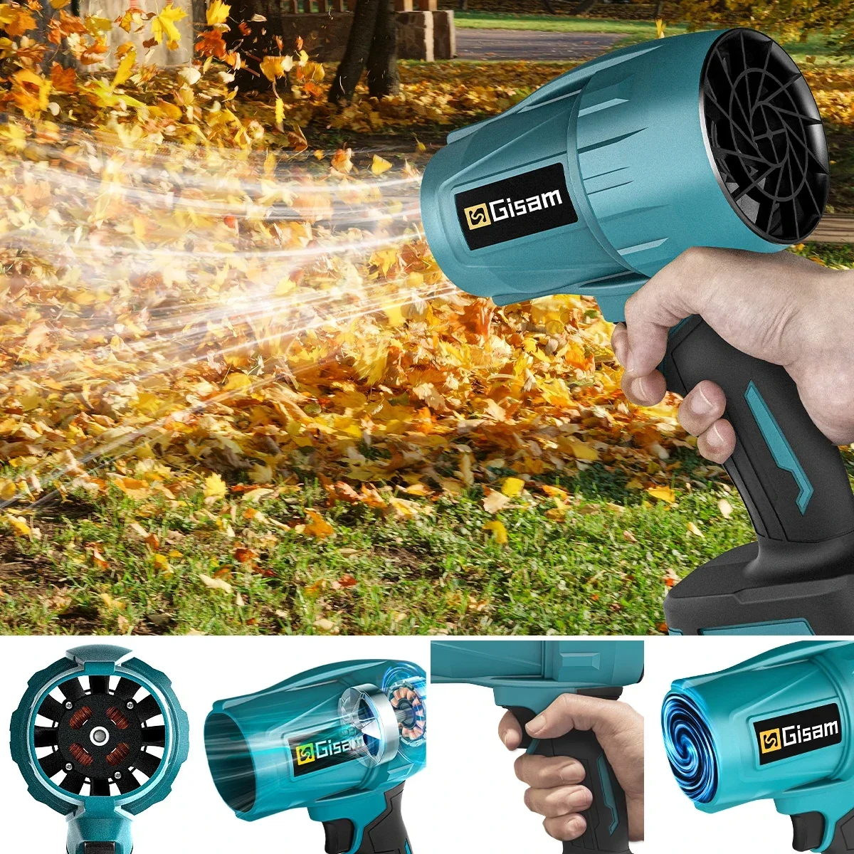 Gisam 200m/s Brushless Turbo Jet Fan Electric Air Blower Violent Handheld Duct Fan Turbo Electric Blower for Makita 18V Battery 2