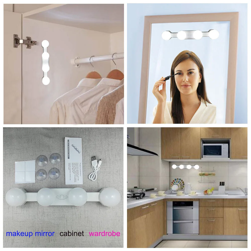 

Led Vanity Light Makeup Mirror Light Bulb 12V LED USB Cable Powered Dressing Table Make Up Mirror Lamp Decor Bathroom Wall Lamp