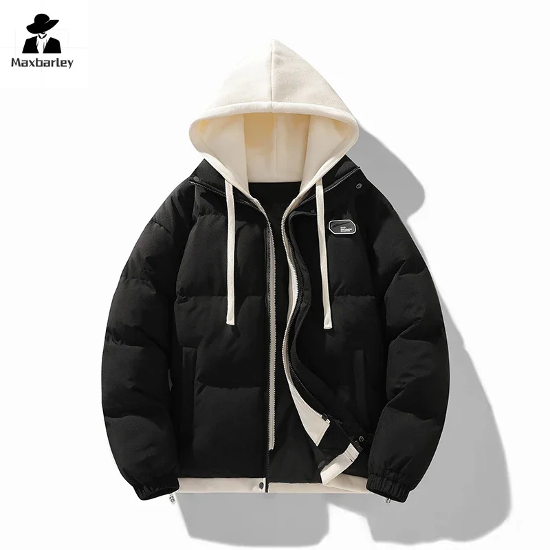New Men's Winter Jacket Korean Trendy Thickened Fake 2-piece