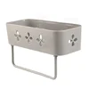 Nordic Bathroom Shelf Shower Caddy Organizer Rack Wall Mount Shampoo Rack With Towel Bar No Drilling Kitchen Bathroom Accessory 4