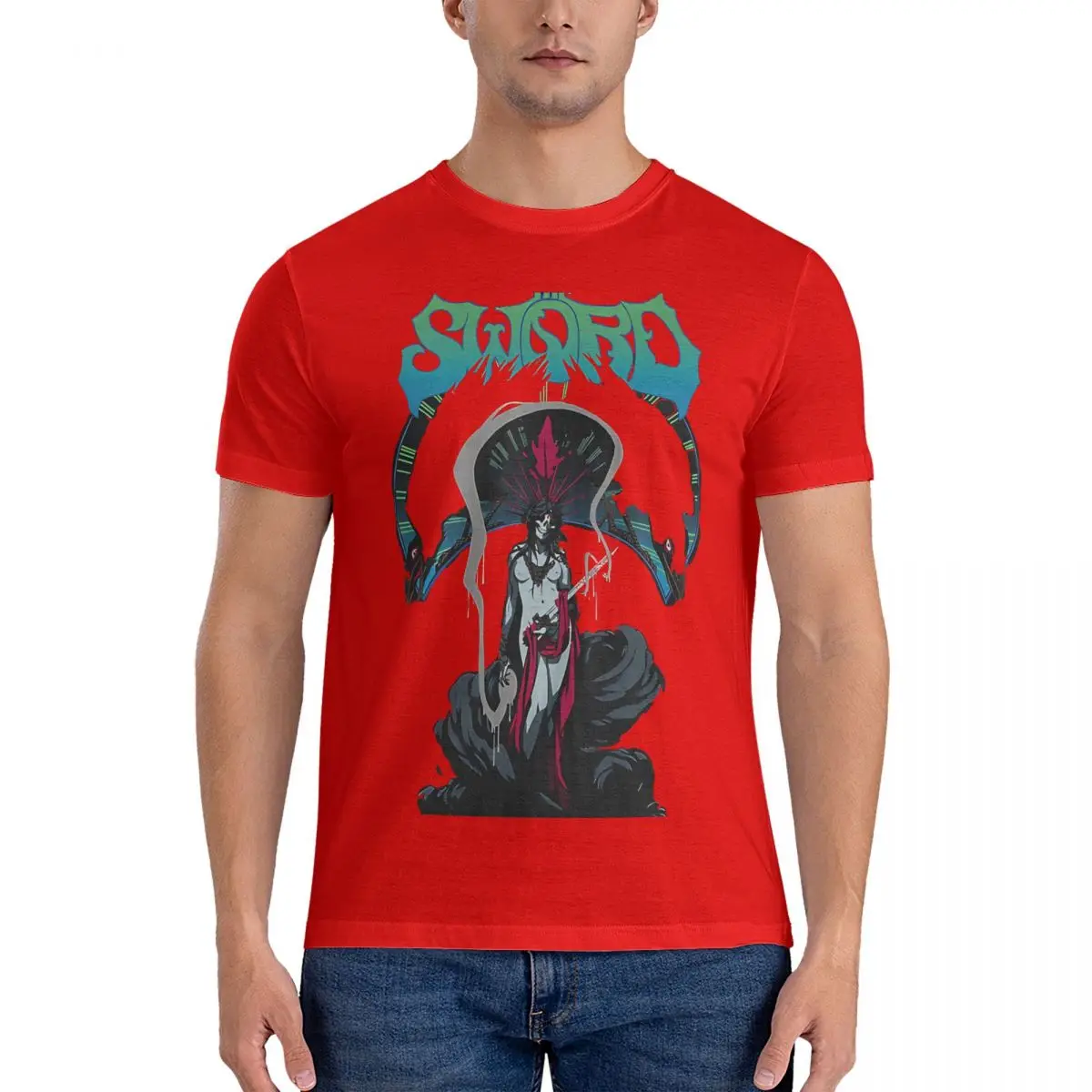 thumbnail image 1 of Camiseta musical para hombre, de algodón, de The Sword Band, informal, de manga corta y cuello redondo, para fiestas., 1 of 7