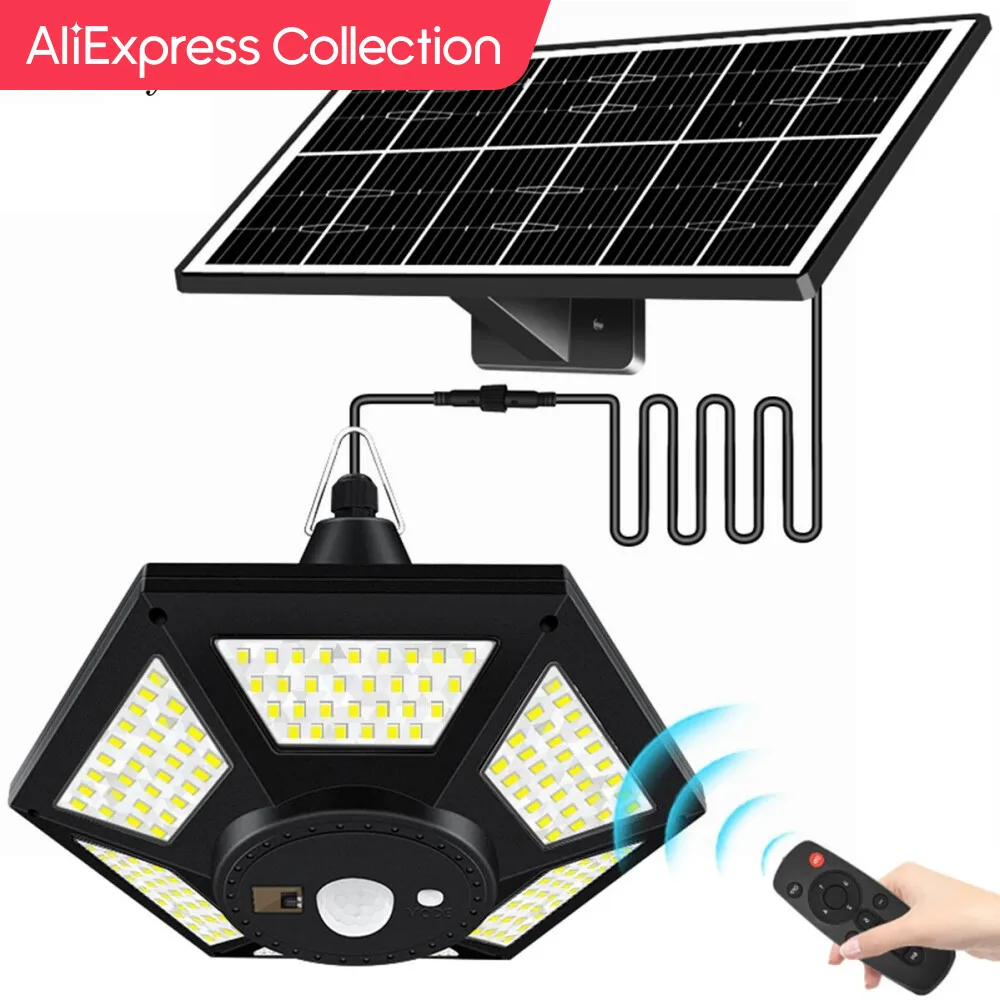Collezione Aliexpress Lampada A Sospensione Solare A Luce Solare Per Interni Ed Esterni 180 Led 1000Lm Lampada Solare Con Telecomando Per Garage Gazeb