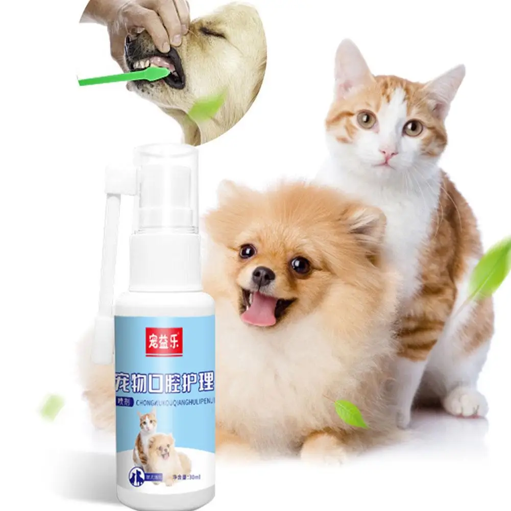 30ml Pet Oral Care Spray for Cat Dog Instant Pet Fresh Breath Dental Care Teeth Cleaning Anti Inflammatory Dog Gingivitis Treatm