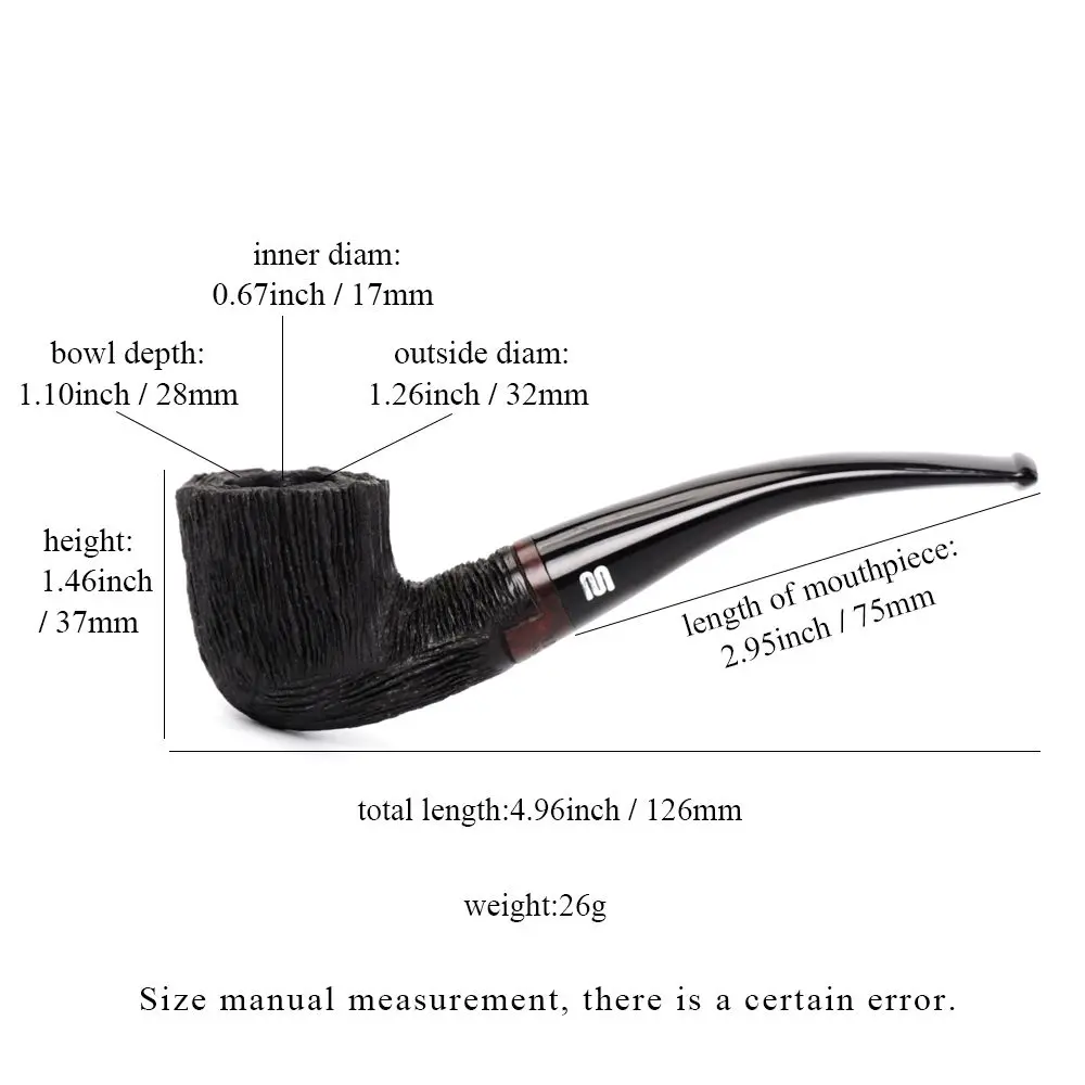 Small Portable Briarwood Pipe With Spare Smoking Tip Cleaning Kit For 9mm smoking filter