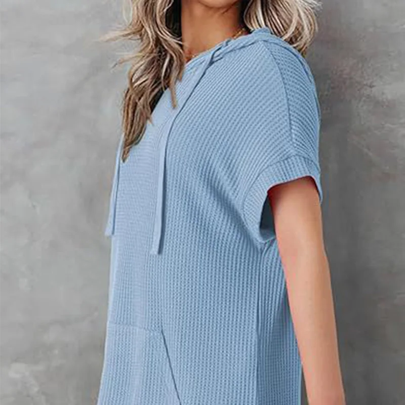 2024 New Summer Oversized Elegant Fashion Women\'s Casual Split Pullover Solid Pockets Lengthen O Neck Short Sleeve Y2K Chic Tops