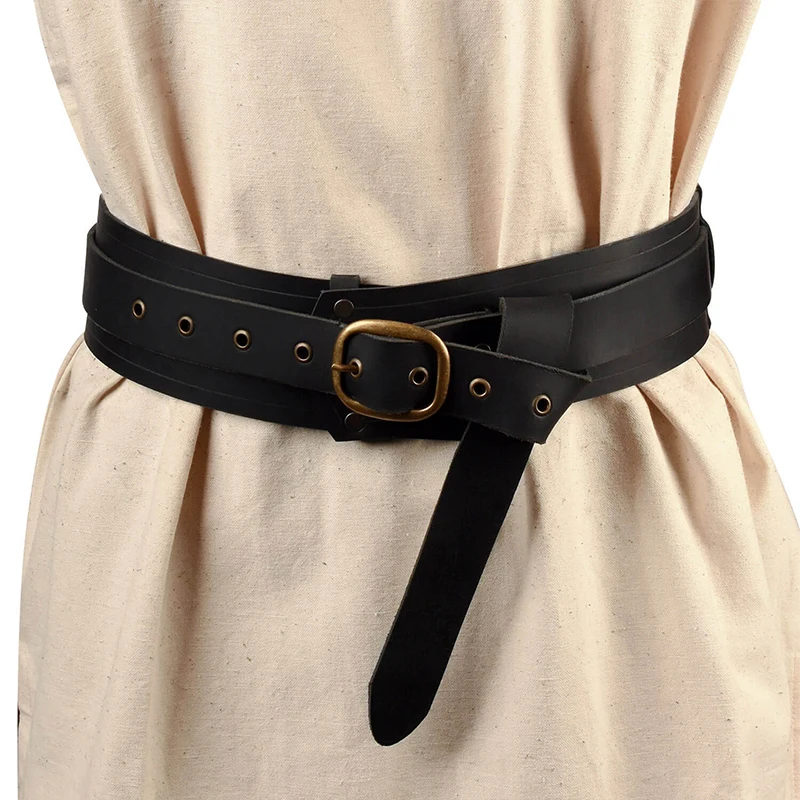 Sword Belt Sheath Medieval Vintage Waist Belt Viking Knight Waistband Gothic Medieval Buckle Belt PU Leather Larp Cosplay Costume Accessories
