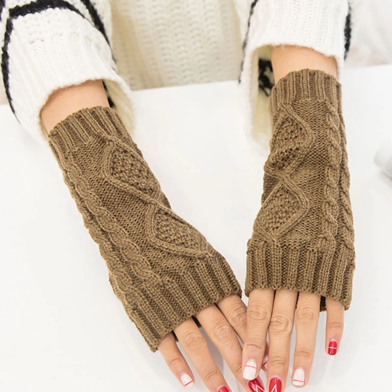Tanio Gorące kobiety pół palca rękawiczki zimowe miękkie
