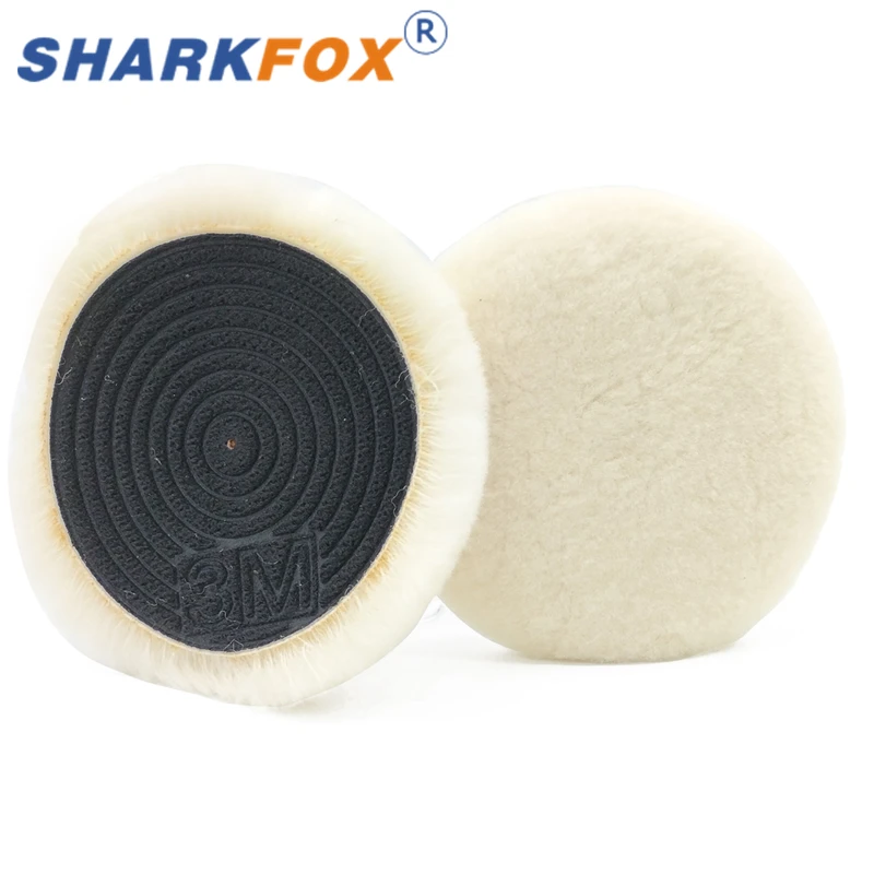 Sharkfox 3" -7" Wool Polishing Pad High Density Lambs Woollen Polish Buffing Pad Car Polisher Buffing Waxing 4
