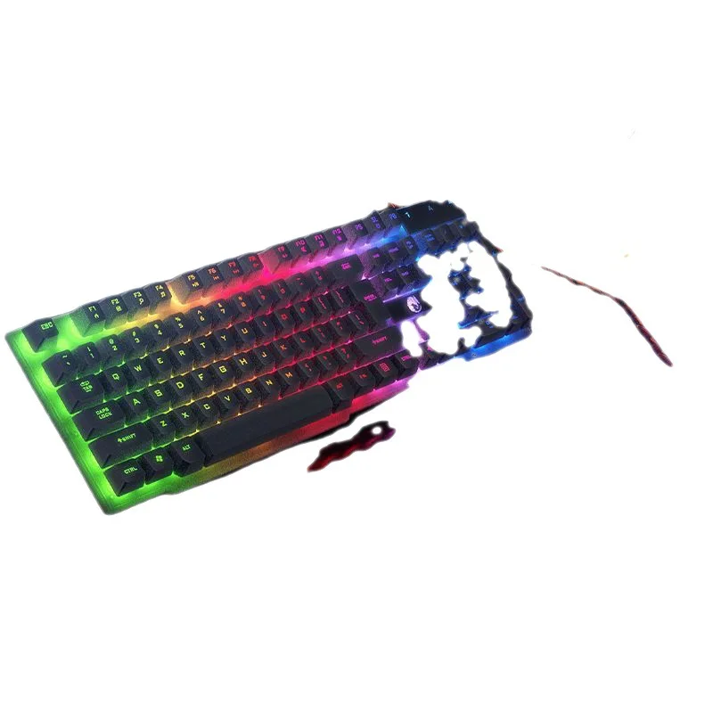 기계식 느낌 USB 백라이트 유선 키보드 및 마우스 세트, 게임용 컴퓨터, 데스크탑 컴퓨터 및 노트북 서스펜션 키