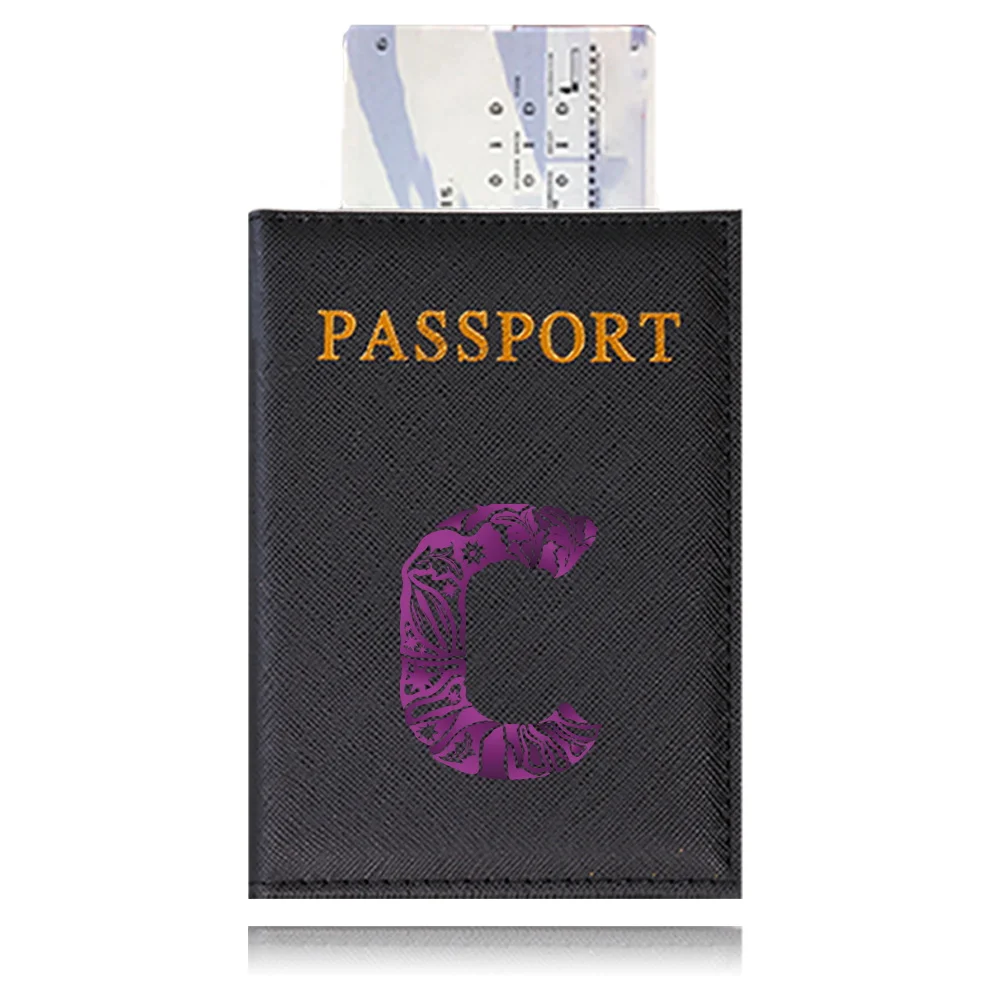 Waterproof Black Leather Passport Holder with Customizable Engraving