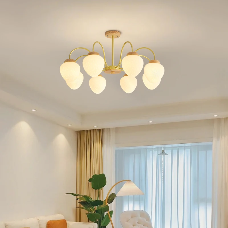 

Cream Style Strawberry Living Room Main Chandeliers Wood Art Creative Modern Simple French Bedroom Dining Room Children's Lamps