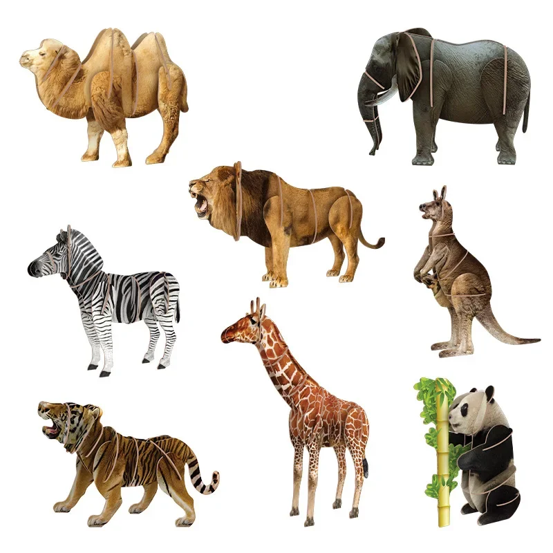 3D Animal Puzzles Panda Giraffe DIY Assembling Science Model Ornaments Puzzle Simulation Toys Kids Toys Parent-child Interaction 4