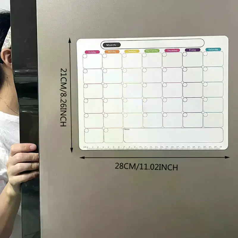 자석 냉장고 드라이 이레이저 캘린더 월간 플래너 화이트보드 기록 메시지 보드 메모 패드 주방 냉장고 장식