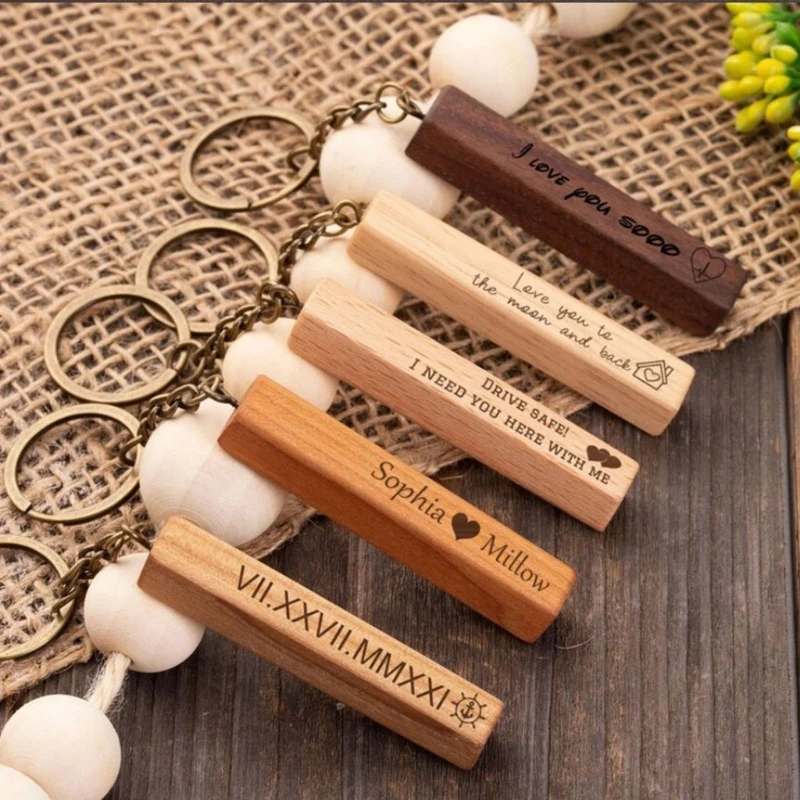 5PCS Blank Wooden Key Chains Rectangle Beech Wood Keychain Pendant for  Engraving DIY Material Craft Wedding Birthday Christmas Ornament Decor  Accessories Gift 