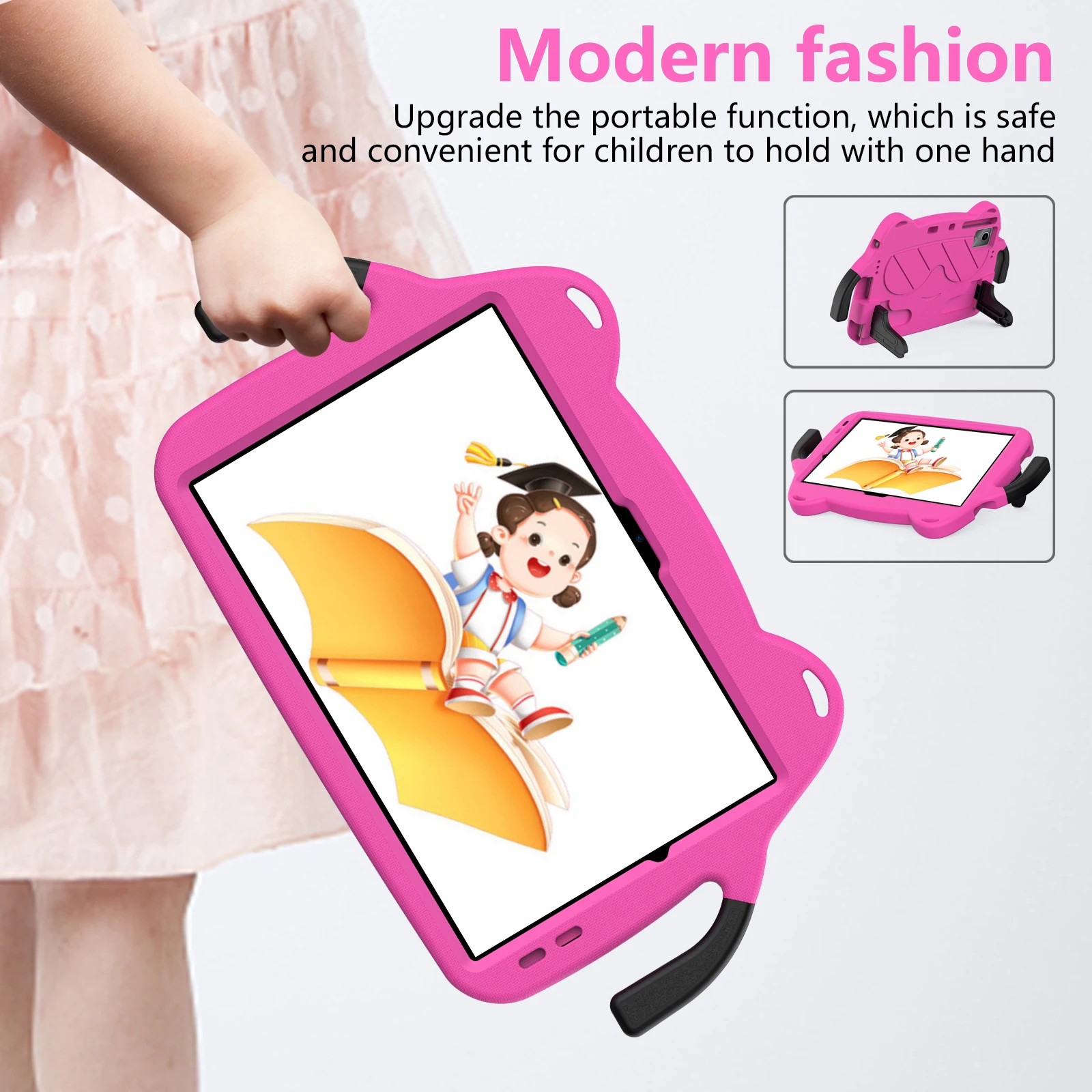 Children's Shockproof EVA Tablet Case with Hand Holder & Stand - Cartoon Design