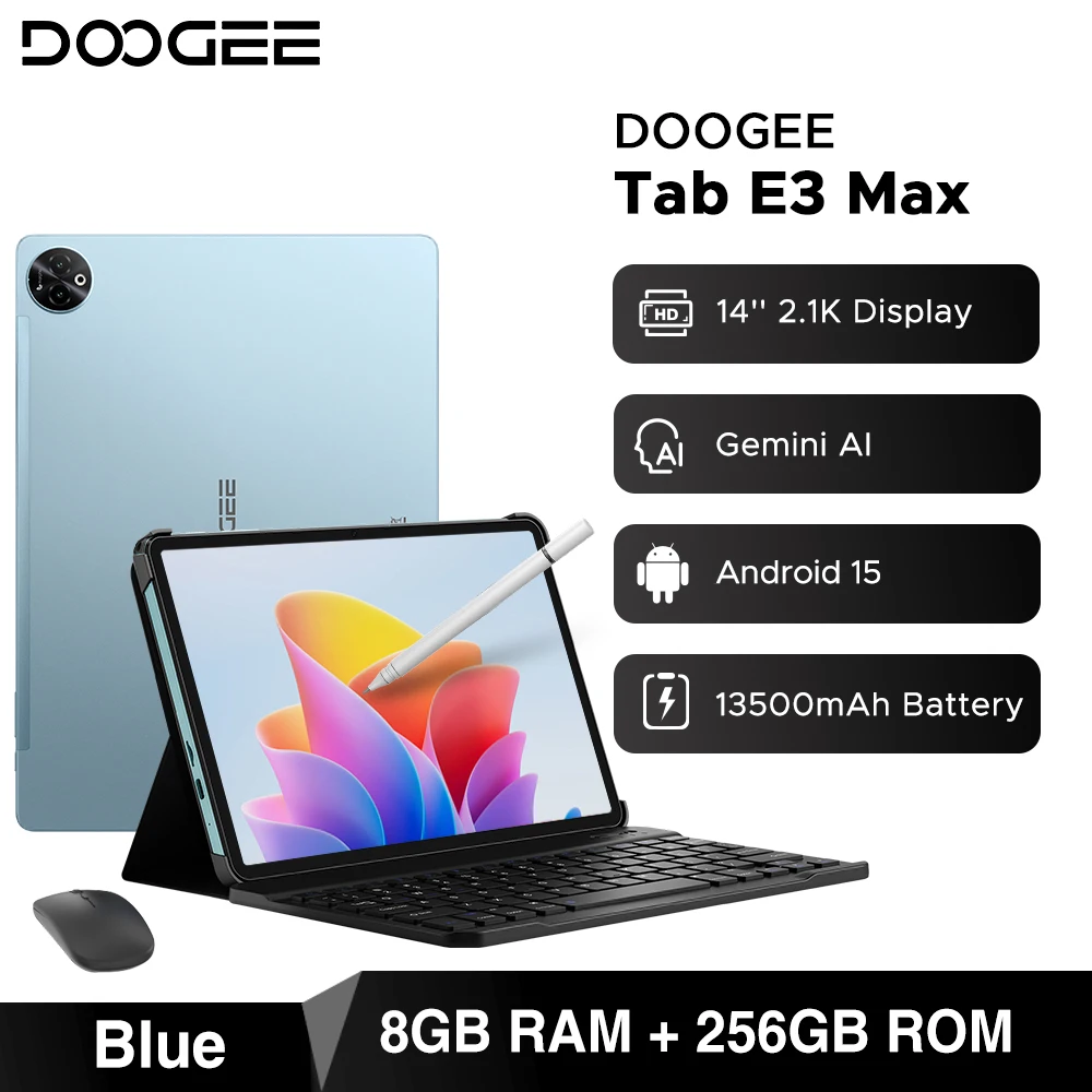 DOOGEE Tab E3 MaxタブレットPC Android 15 Gemini AIクアッド