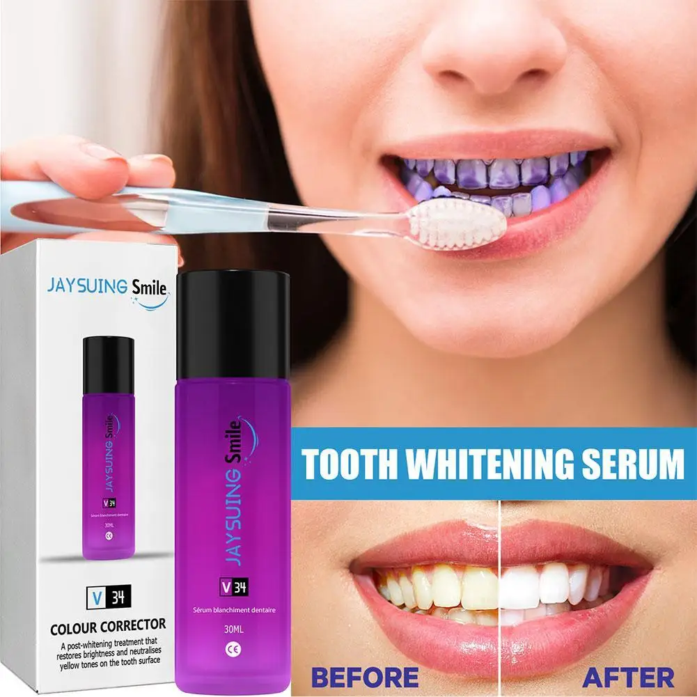 

Teeth Whitening Toothpaste V34 Corrector Sensitive Tooth Care Oral Cleaning Removal Plaque Stain Brightening Purple Toothpaste