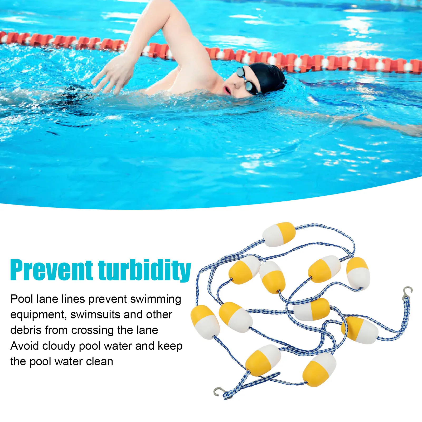 thumbnail image 2 of Swimming Pool Safety Rope Buoy Line - 5m White/Blue Divider For Lanes, Hot Tubs, Beach (Pool Rope Accessories) 2 of 10