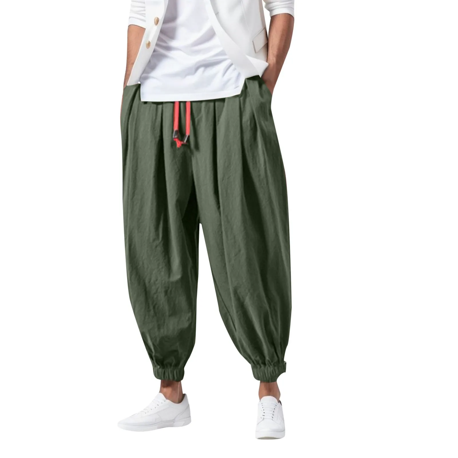 2024 New Fashion Drawstring Harem Pants Men’S Baggy Jogging Pants Japanese Men Crotch Wide Leg Pants Male Casual Loose Trousers 3