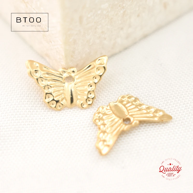 Real 14K Gold Filled Pendant Butterfly Charm Jewelry for DIY Bracelet Necklace Making Jewelry Findings Jewelry Accessories